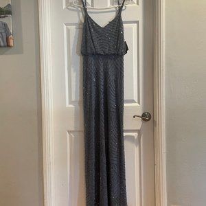 Gray beaded dress by Adrianna Papell